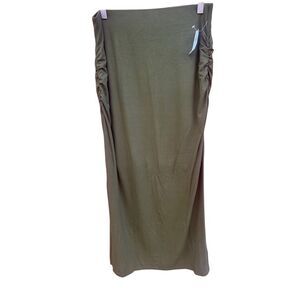 Old Navy Army Green Maxi Side Slit Skirt Sz M NWT